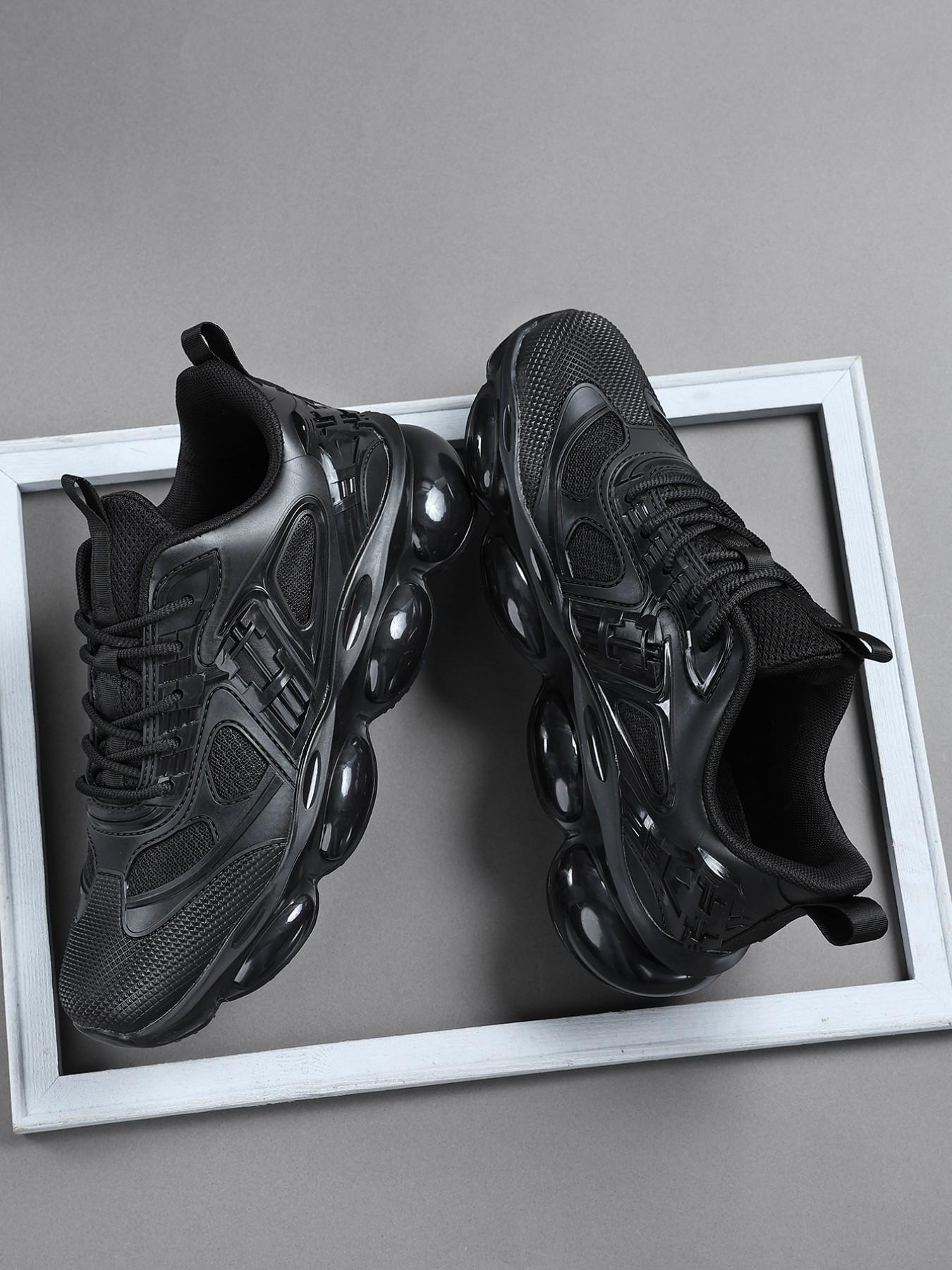 Men's Low Top Thick Sole Sports Shoes, Runner Athletic Shoe, Breathable Mesh Upper, Bubble Cushioning, Casual Training Sneakers for Running