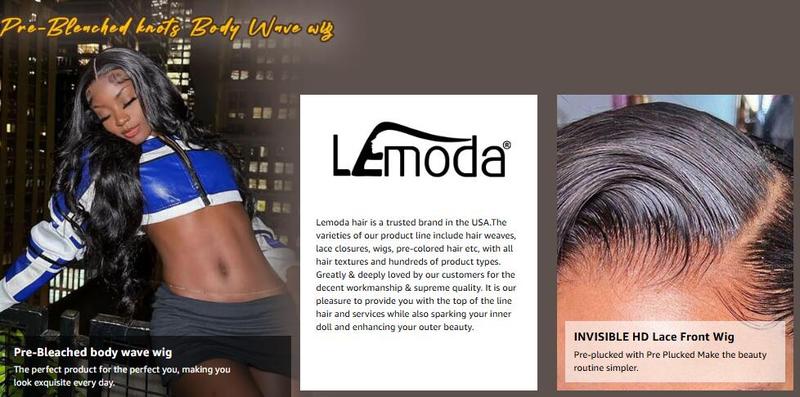 Lemoda Body Wave 13x6 Full Lace Frontal Virgin Human Hair Wigs Body Wave Top 15A 13x6 HD Transparent Lace Front Wig Pre-Bleached Knots Invisible Lace Tiny Knots