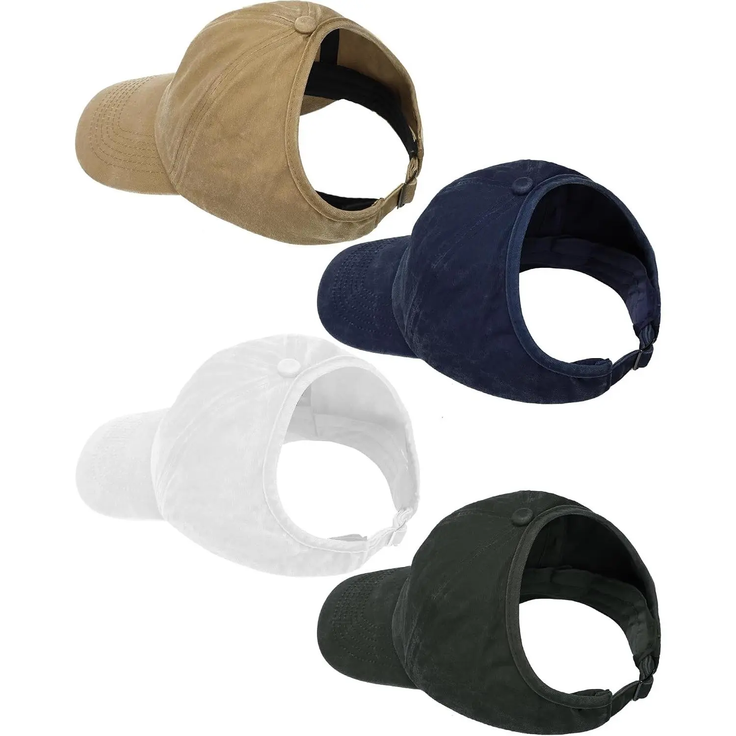4 Pack Backless Ponytail Hat for Dreadlocks Women Retro Washed Distressed Baseball Cap AdjustableGift
