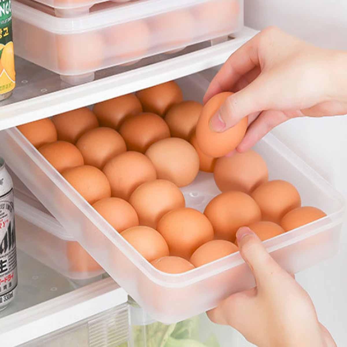 Simple Design Egg Box 30 Grid Refrigerator Storage Container, Plastic Food Preservation Egg Tray, Kitchen Organizer, Durable & Convenient