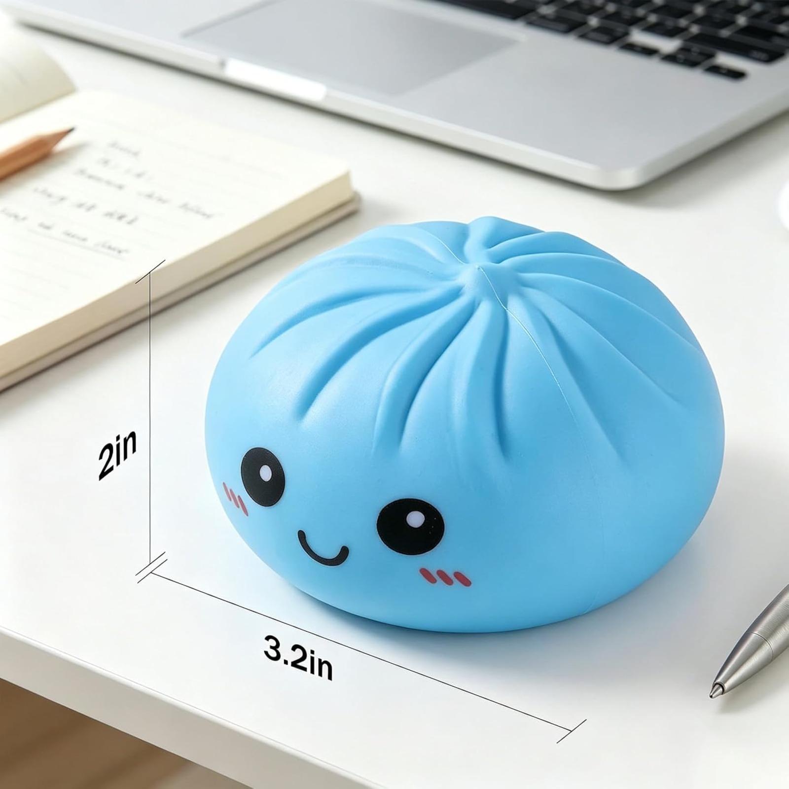 Dumpling Squishies, Glitter Dumpling Mystery Box, Colorful Dumplings Stress Balls Fidget Sensory Toy, Stocking Stuffers with Food Steamer Stretchy Desk Toys (Blue)