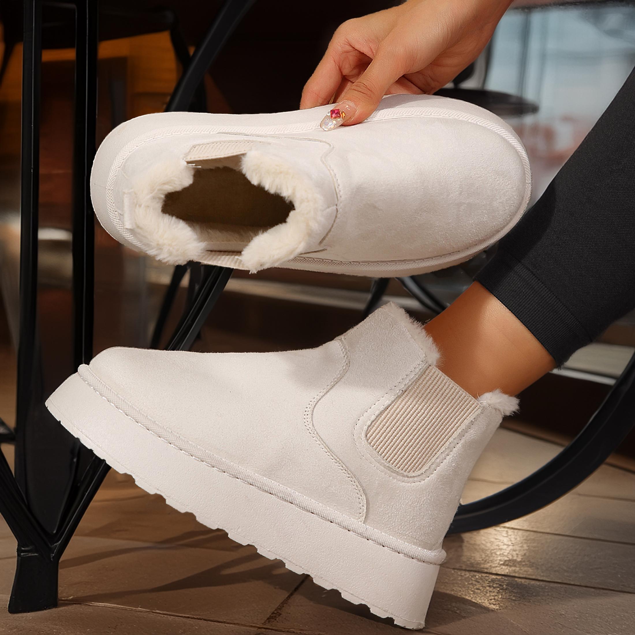 Women's Faux Leather Suede Winter Platform Fashionable Snow Boots with Soft Lining - Antiskid for Outdoor Shoes Must-Have Footwear for Cold Weather Springfresh