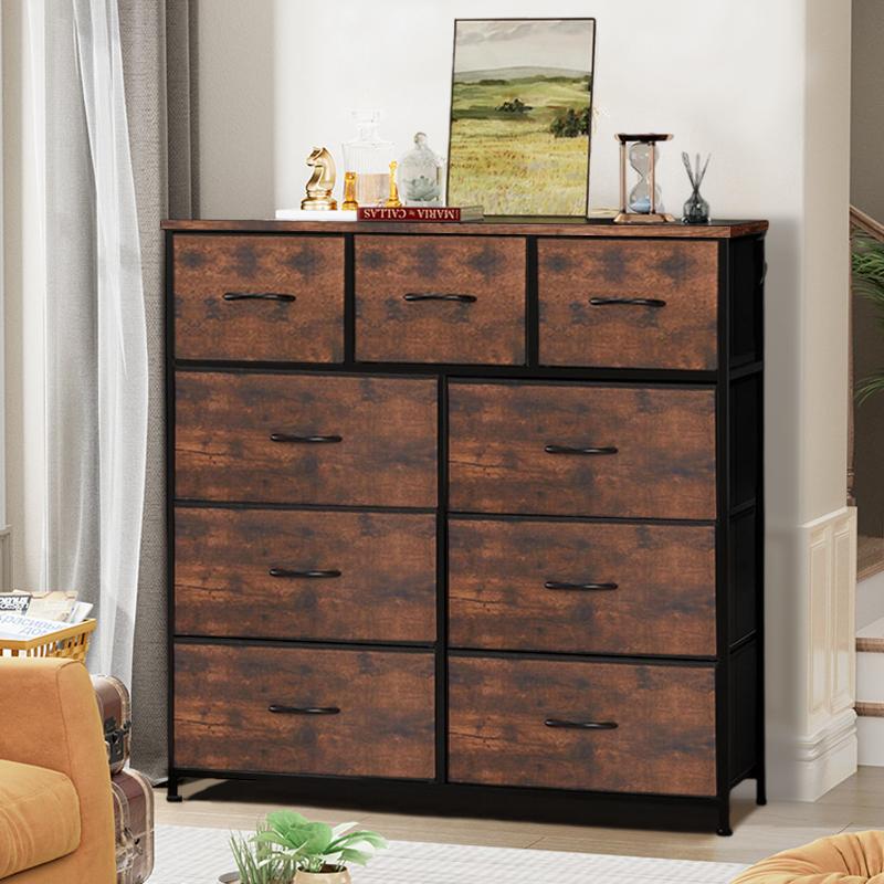 9 Drawer Dresser for Bedroom, Fabric Tall Dressers & Chests of Drawers, Organizer Storage Tower for Bedroom, Living Room, Hallway, Closet, Girls, Bedroom Furniture, Dresser Cabinet, Storage Shelf