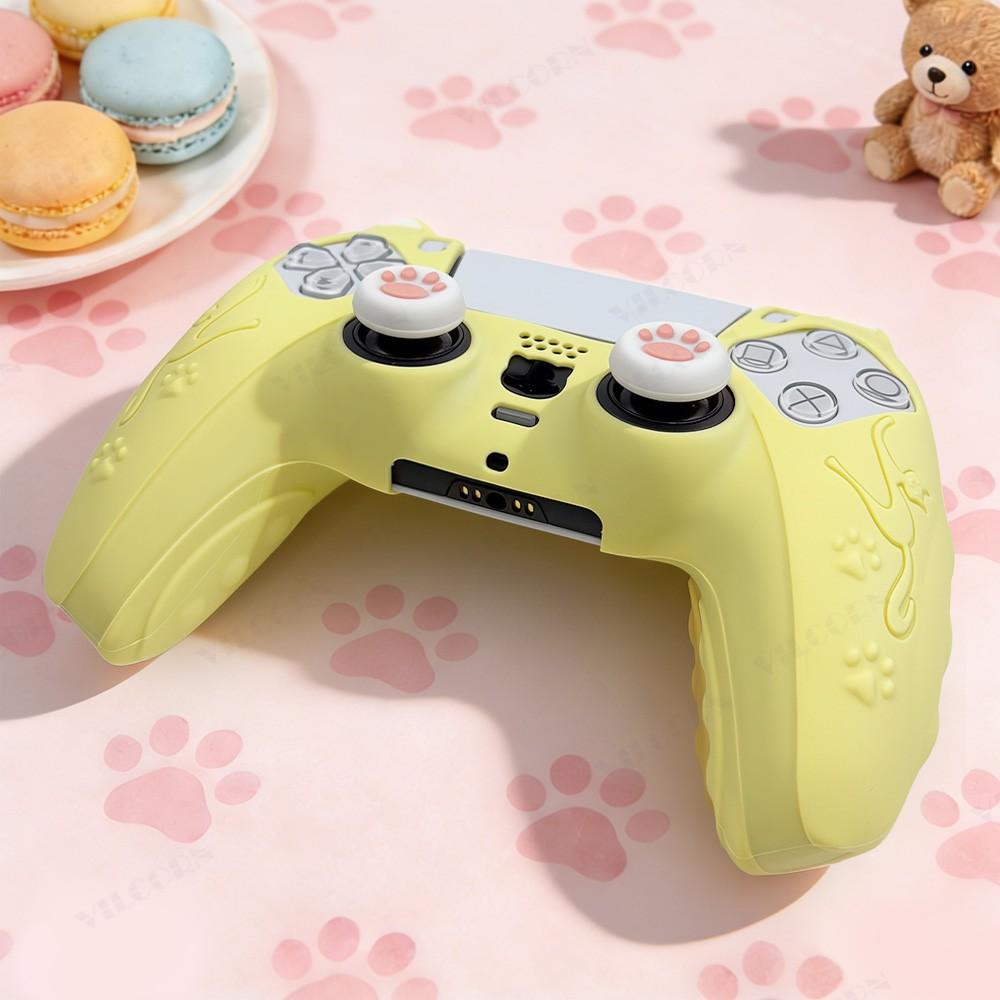 Cute Skin Protection Case for Playstation5 Controller, Includes 1 Handle Cover and 2 Custom Thumb Grips, Perfect Accessory Set, Gaming Console Accessories