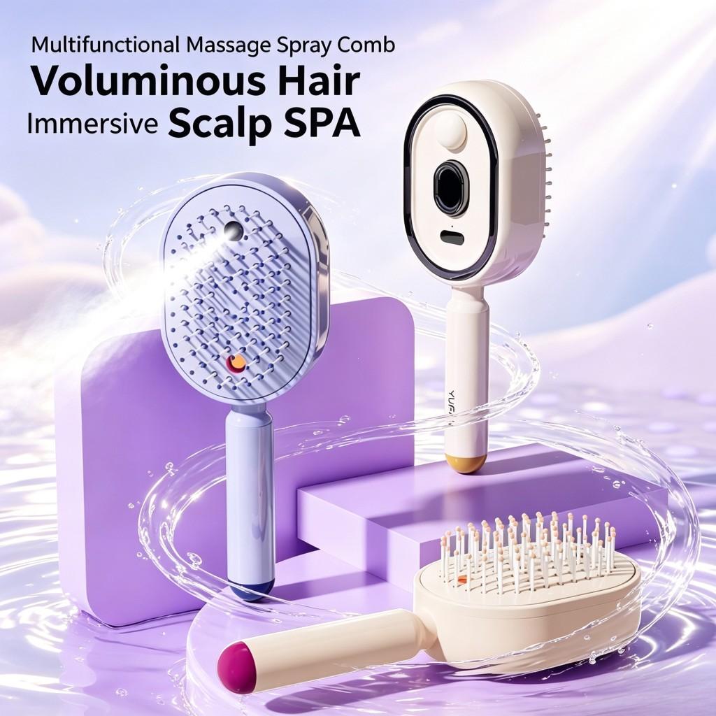 Upgrade Self-Cleaning Spray Massage Comb, Anti-Static Ion Hair Brush, Essential Oil Diffusing Styling Comb, Hair Detangling Comb, Hair Styling Tools, Hair Detangler, Perfect Gift for Friends and Mom