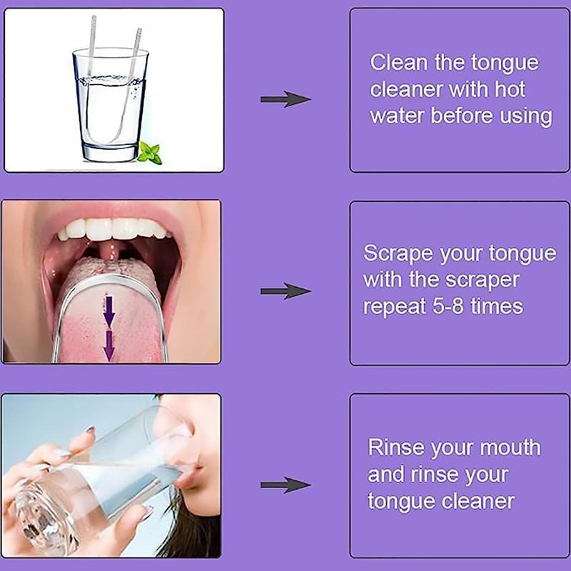 Stainless Steel Tongue Scraper, Tongue Scraping Tool, 2 Counts U Shaped Tongue Cleaner for Adults, Oral Hygiene Care Tool, Breath Freshener, Daily Oral Care Products