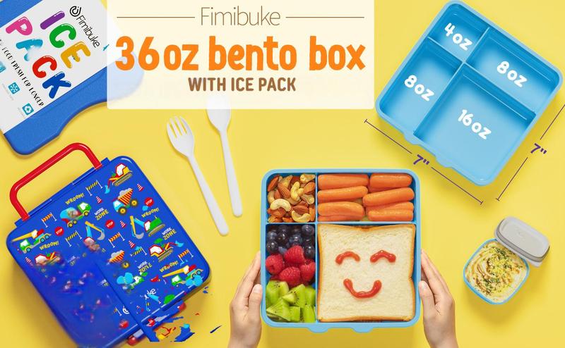 Product Introduction of Fimibuke Chill Bento Box – Leak-Proof Lunch Box with Ice Pack, BPA-Free 4-Compartment Food Container with Utensils, Microwave & Dishwasher Safe, for School, Work, or On-the-Go 0
