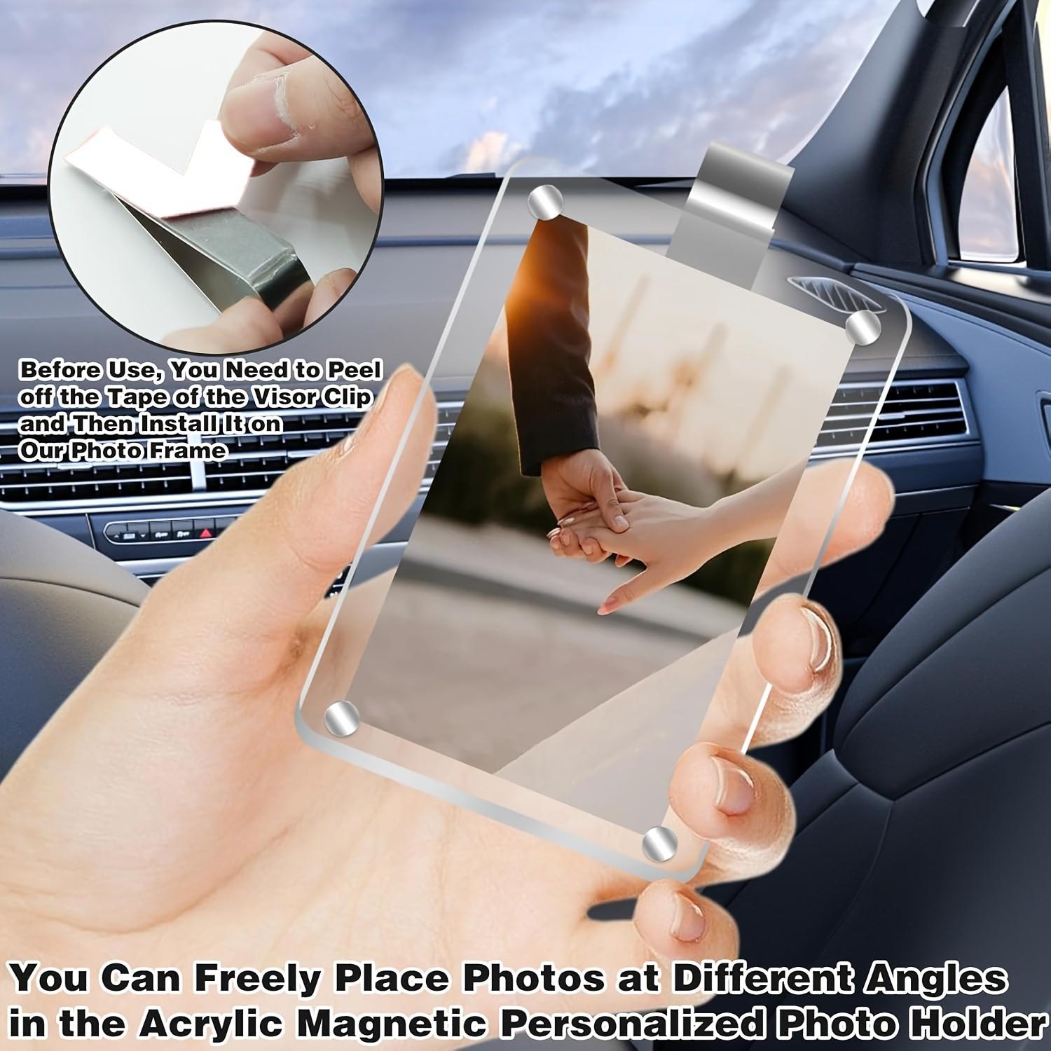2‑Pack Car Sun Visor Photo Frame Clips Acrylic Random Colors Fits 6×9in Photos Customizable Car Decor Gift