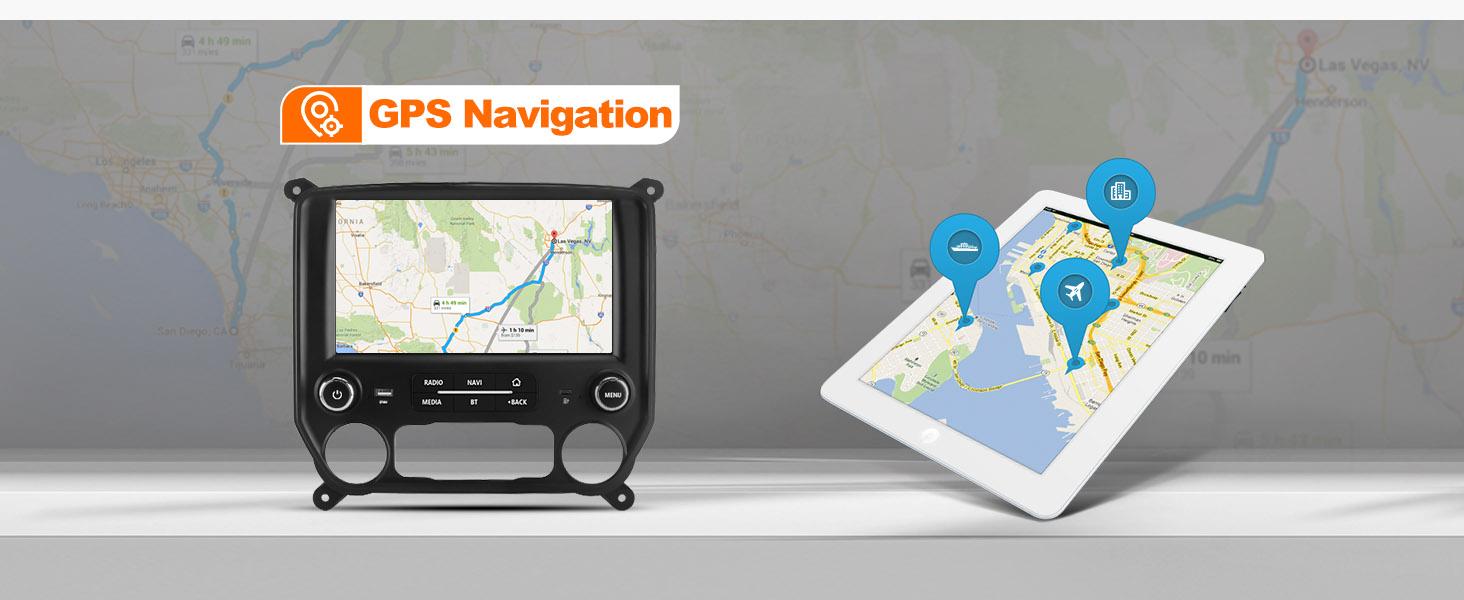 Car Stereo for Chevy Silverado GMC Sierra 2014-2018 touch screen has Android Auto Wireless Carplay, Bluetooth WIFI supports GPS Navigation (With Bose system, you need to purchase an additional fiber optic box! ! !）