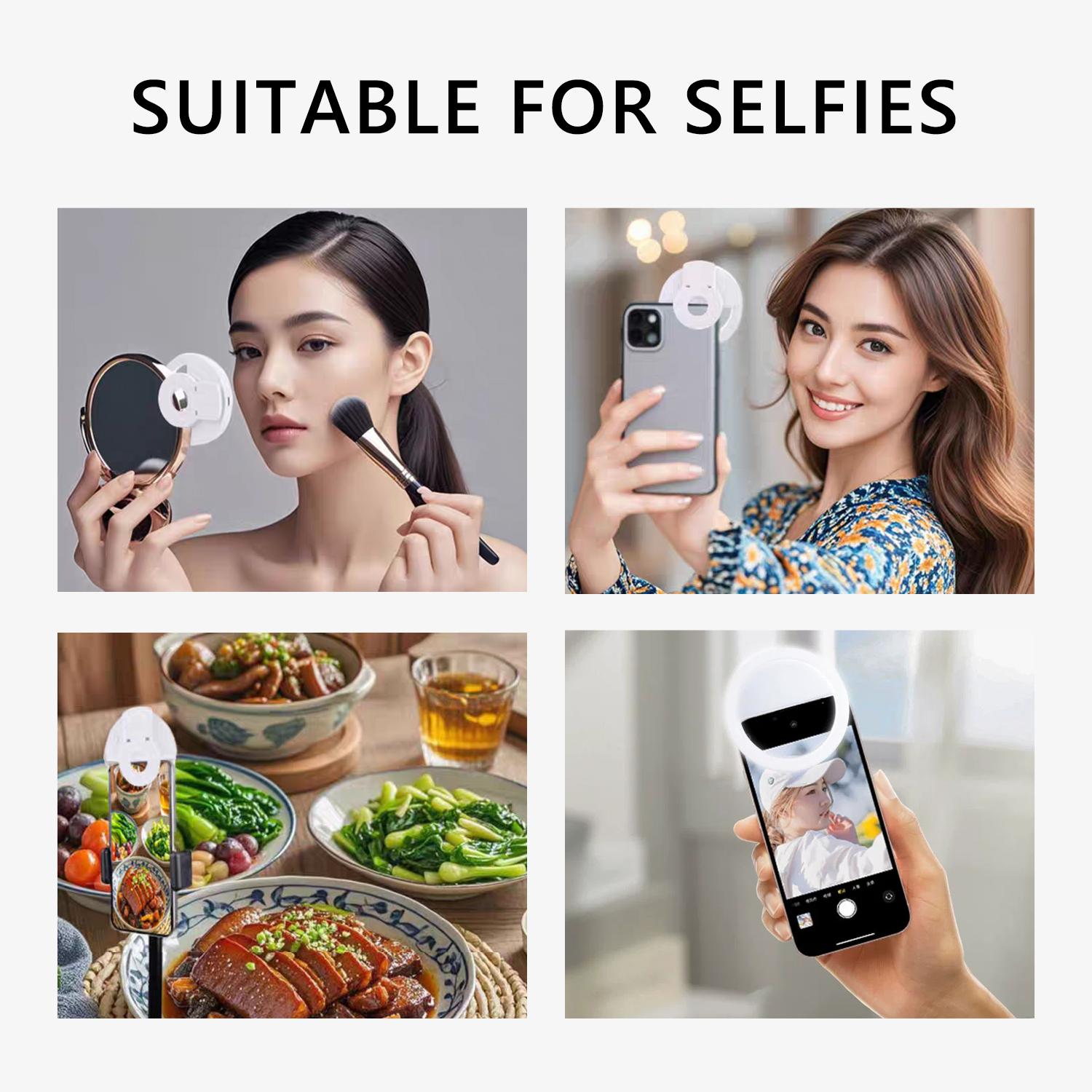 Selfie Ring Light with 28 LED Beads & 3 Brightness Levels - USB Rechargeable, Universal Clip for Phone/Tablet, Portable Makeup Light for Selfies, Videos, Vlog (50g, 8.4cm) Remote Cellphone Selfie Ring Light with 28 LED Beads & 3 Brightness Levels - USB Rechargeable, Universal Clip for Phone/Tablet, Portable Makeup Light for Selfies, Videos, Vlog (50g, 8.4cm) Remote Cellphone