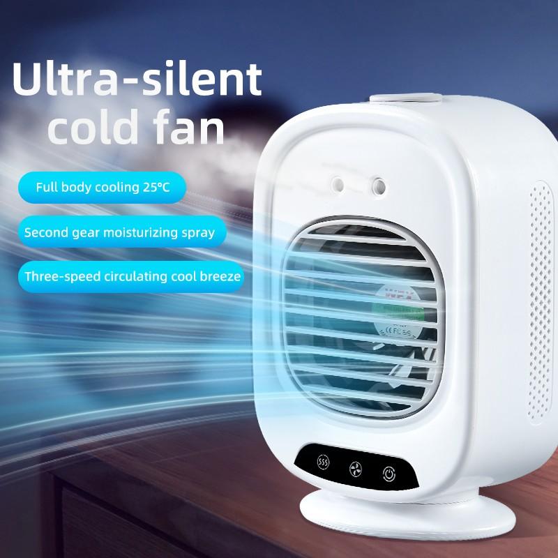 Portable Air Conditioner Humidifier, 3 Speed Settings, 2 Spray Modes, 280ML Water Tank, Cooling Fan, Ideal for Small Rooms, Hiking, Rotatable Function