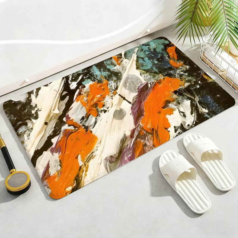 Abstract art J-Jackson P-Pollock Floor Mat Soft Thickened Flannel Door Mat Non-Slip Living Room Rug Home Decor