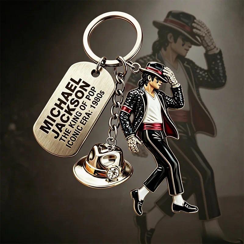 Michael Jackson Keychain Classic Dance King Pendant Key Ring Fashion Singer Key Chain Music Idol Keychain For Home Decoration