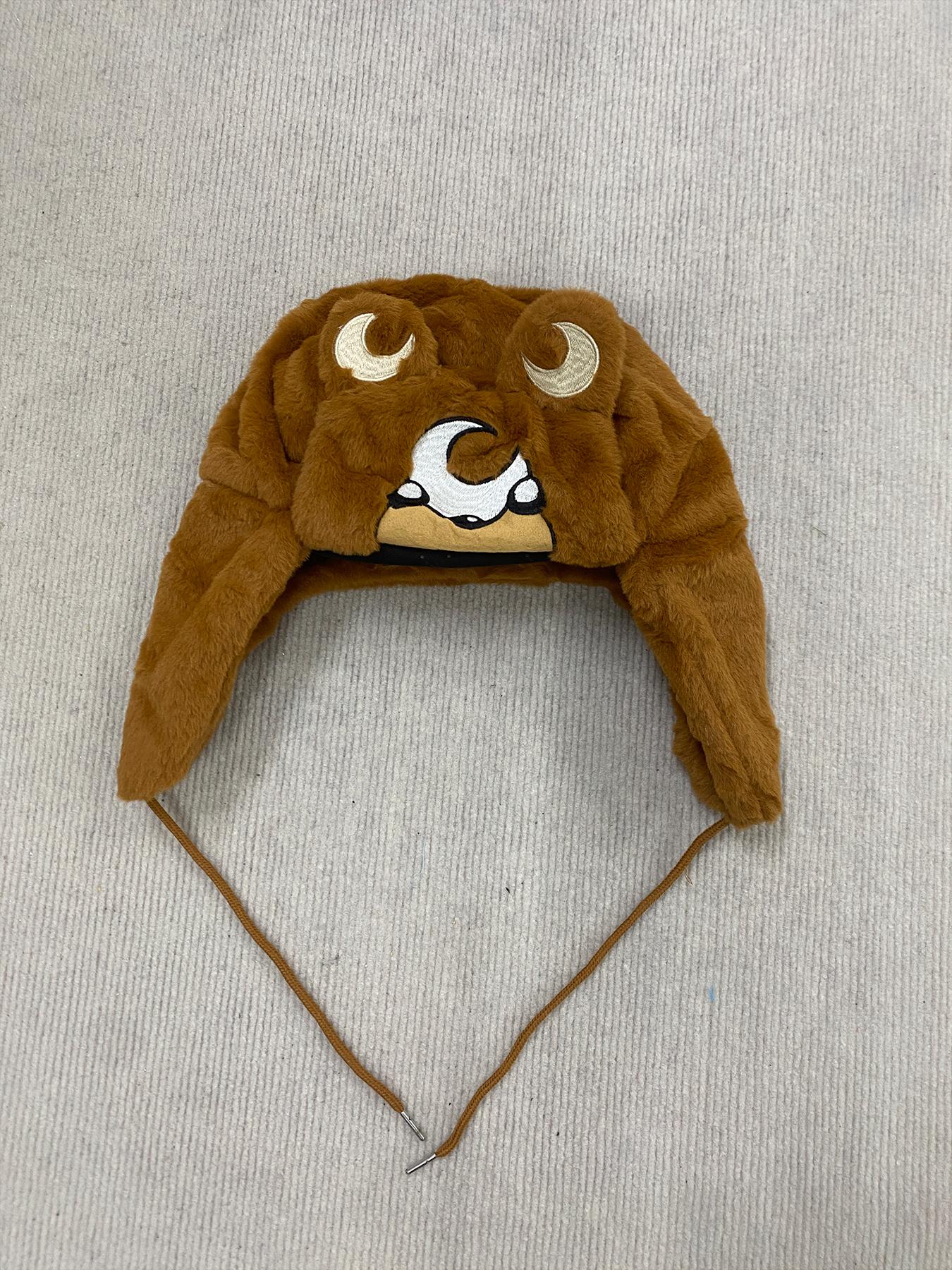 Autumn Winter Fashion Beanie Hat, Warm Cartoon Embroidery Pattern, Unisex Fitted Plush Cap, Street Style, Fall & Winter