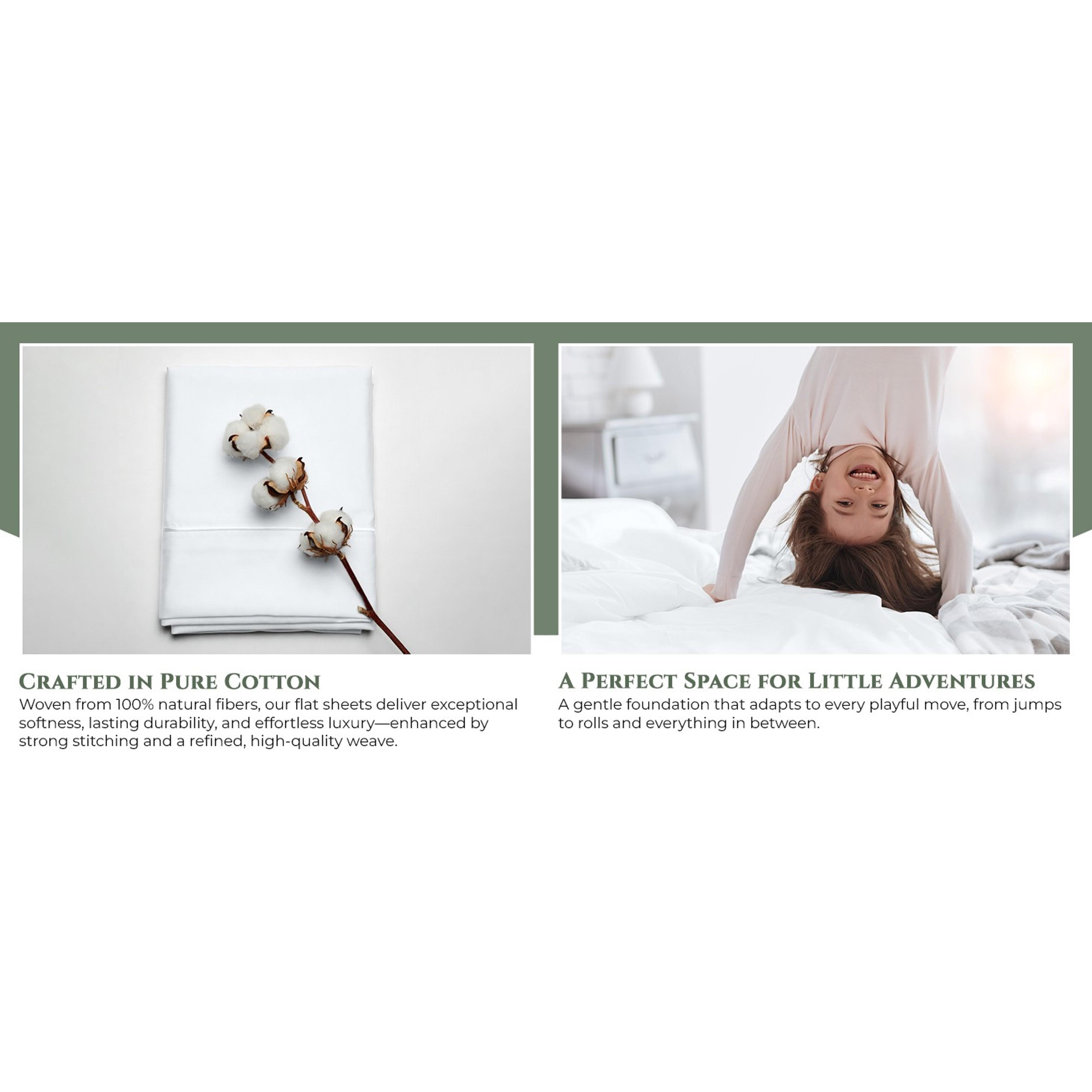 100% Organic Cotton King Size Flat Sheet - Percale Top Sheet - Lightweight & Super Soft White Bed Sheet Only (105" x 102", White)Gift