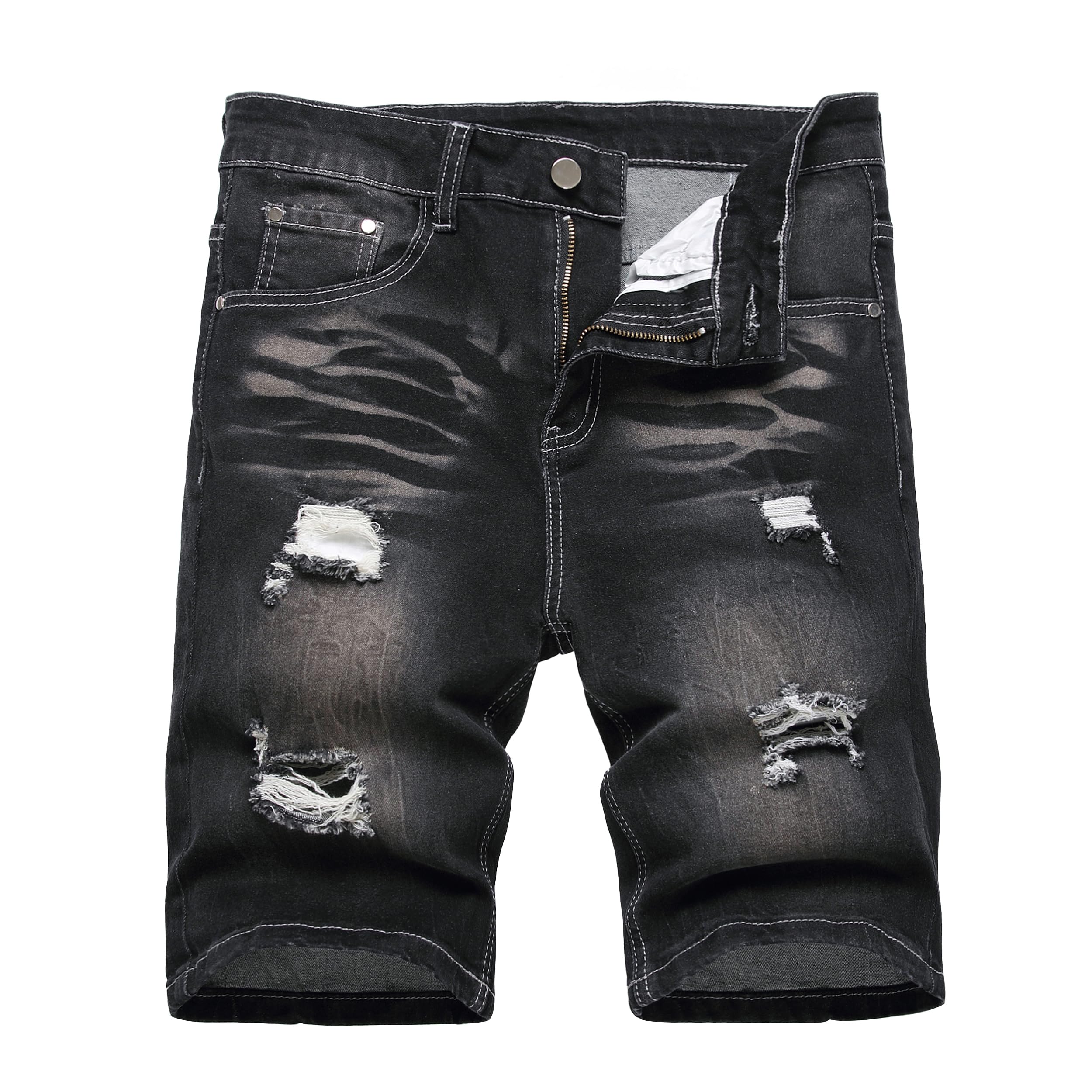 JUNBAOSS Men's Slim Fit Stretch Denim Shorts Ripped Skinny Jean Shorts for Men, Distressed Fashion Straight Comfort Flex Waist Short Denim Jean, Menswear Classic Street Style Cotton Fabric Jean Natural Hipster Personalized Stylish Jeans with Pockets JUNBAOSS Men's Slim Fit Stretch Denim Shorts Ripped Skinny Jean Shorts for Men, Distressed Fashion Straight Comfort Flex Waist Short Denim Jean, Menswear Classic Street Style Cotton Fabric Jean Natural Hipster Personalized Stylish Jeans with Pockets