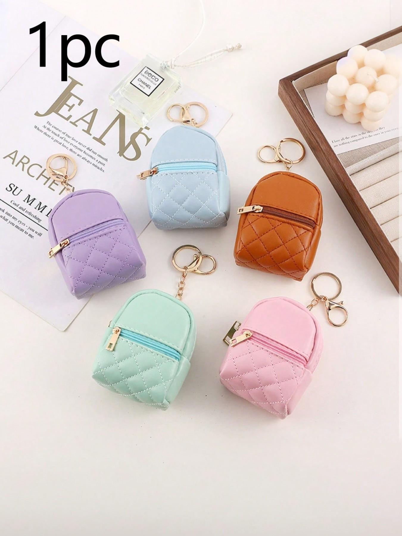 Mini Wallet Keychain, Portable Earphone Bag, Creative Multifunctional Accessory, Candy Color Zipper Coin Purse, Small PU Makeup Bag, Wallet And Charm