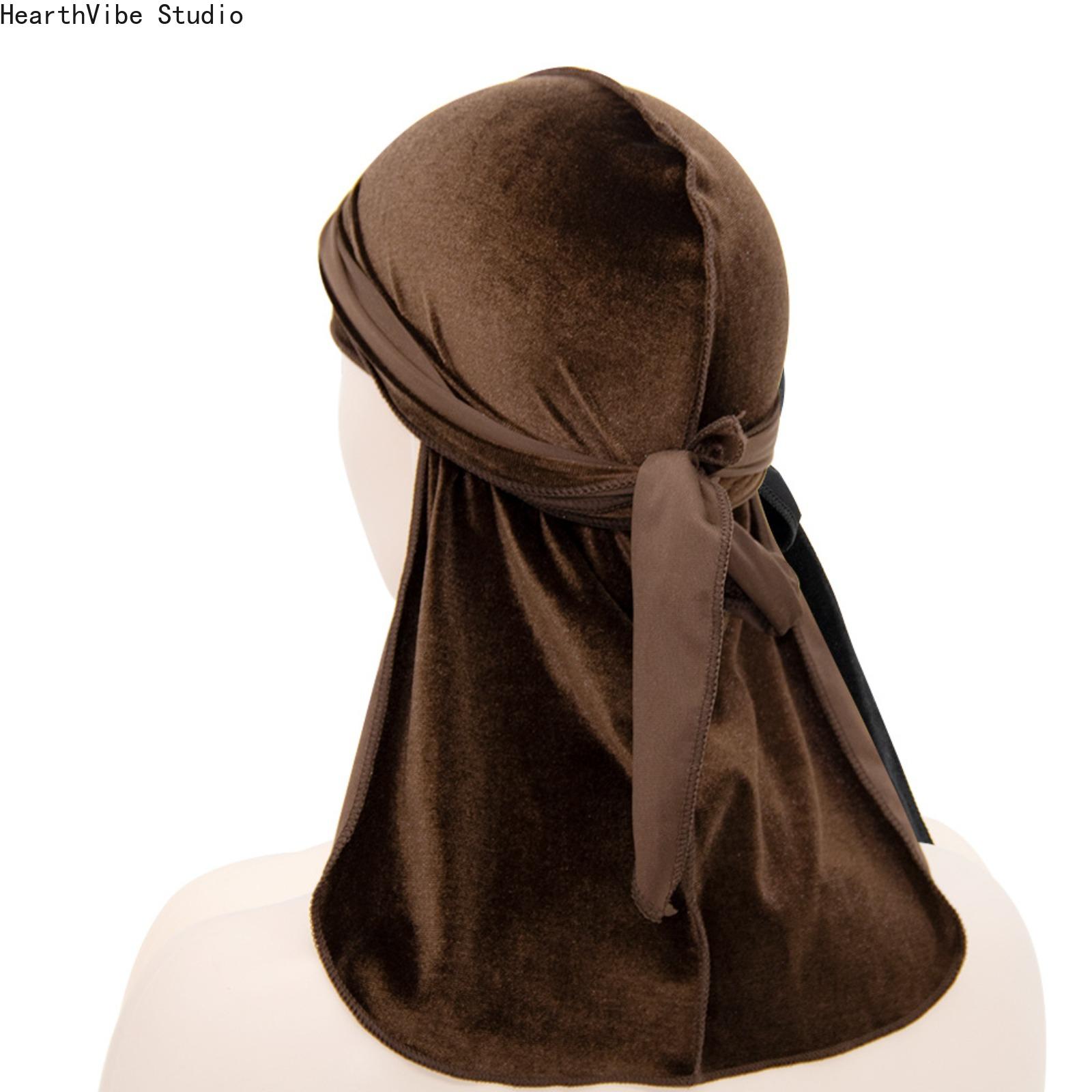 Premium Velvet Durag with Silk Satin Lining, Oversized 360 Wave Cap, 40-in Extra Long Tails, Adjustable Headwear, Hip Hop Wave Locking Unisex Streetwear Accessory for Men, Compression Headwear