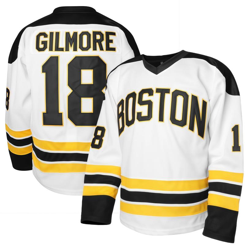 Happy Gilmore # 18 Jersey Boston Adam Sandler 1996 Movie Ice Hockey Jersey Stitched S-XXXL, 90S Hip Hop Clothing for Party Christmas Eve gifts Holiday Athletic Apparel Breathable Sports Top Athleisure Street Fit