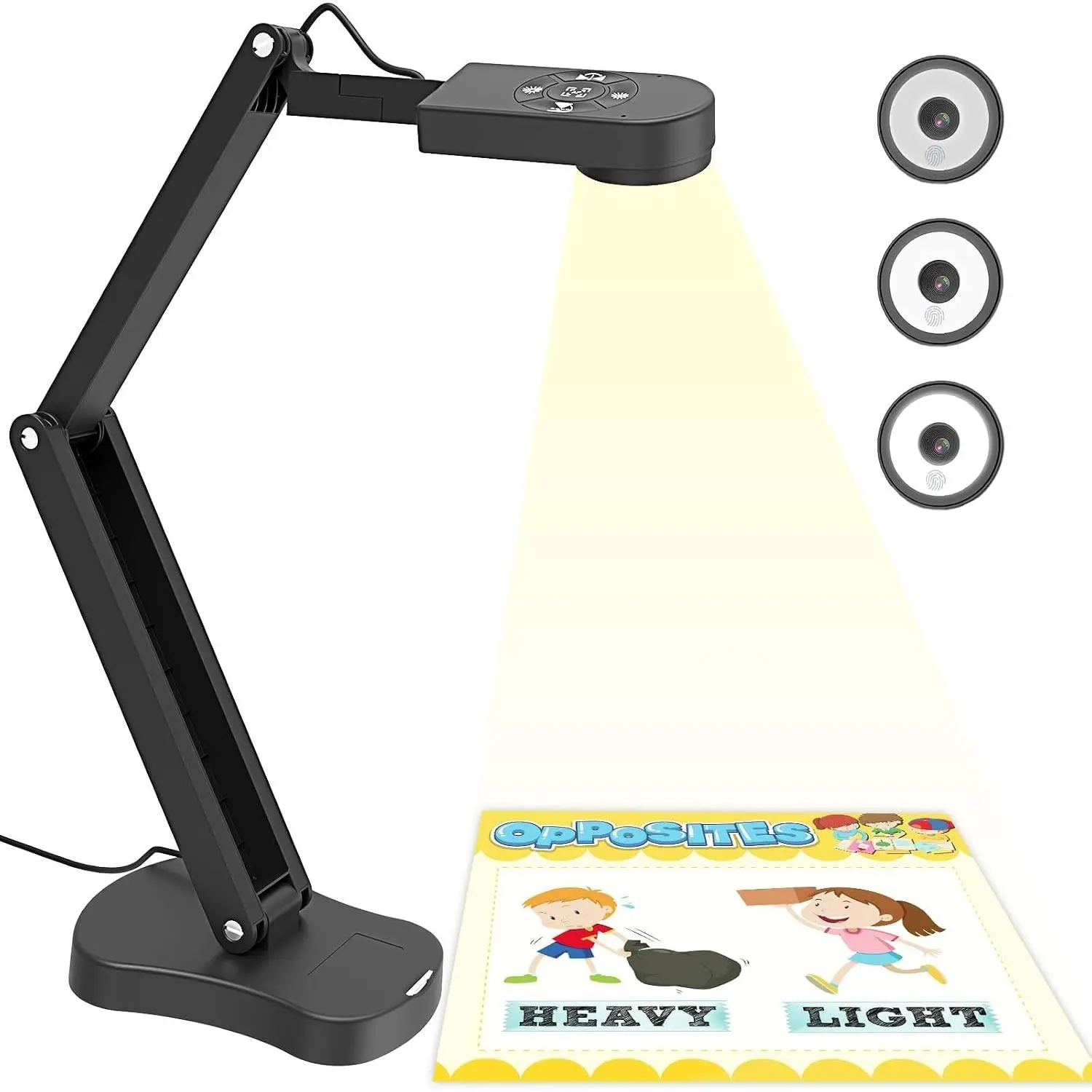 8MP USB Document Camera for Teachers and Classroom, A3/A4 Size, Dual Mic, 3-Level LED Light, Image Inversion Up/Down/Left/Right, for Distance Teaching & Learning