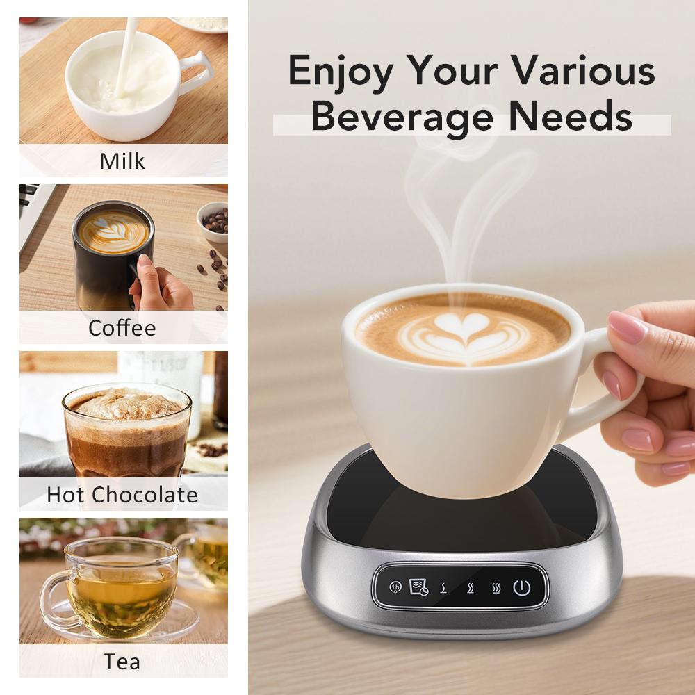 Thermal Heating Cup Mat with 3 Temperature Settings, USB Plug-In Heating Coaster Touchscreen Interface Voice Prompt, Ideal for Autumn Winter Coffee Milk Warmer