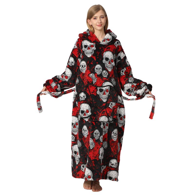 Msrlassn Valentine's Day Gifts Oversized Wearable Blanket Hoodie for Mom Girlfriend Women Men, 1Pcs Plus Size Pajamas Loungewear Nightwear Oversized Wearable Hoodie Sweatshirt Pullover Blanket Warm Hoodie with Pocket