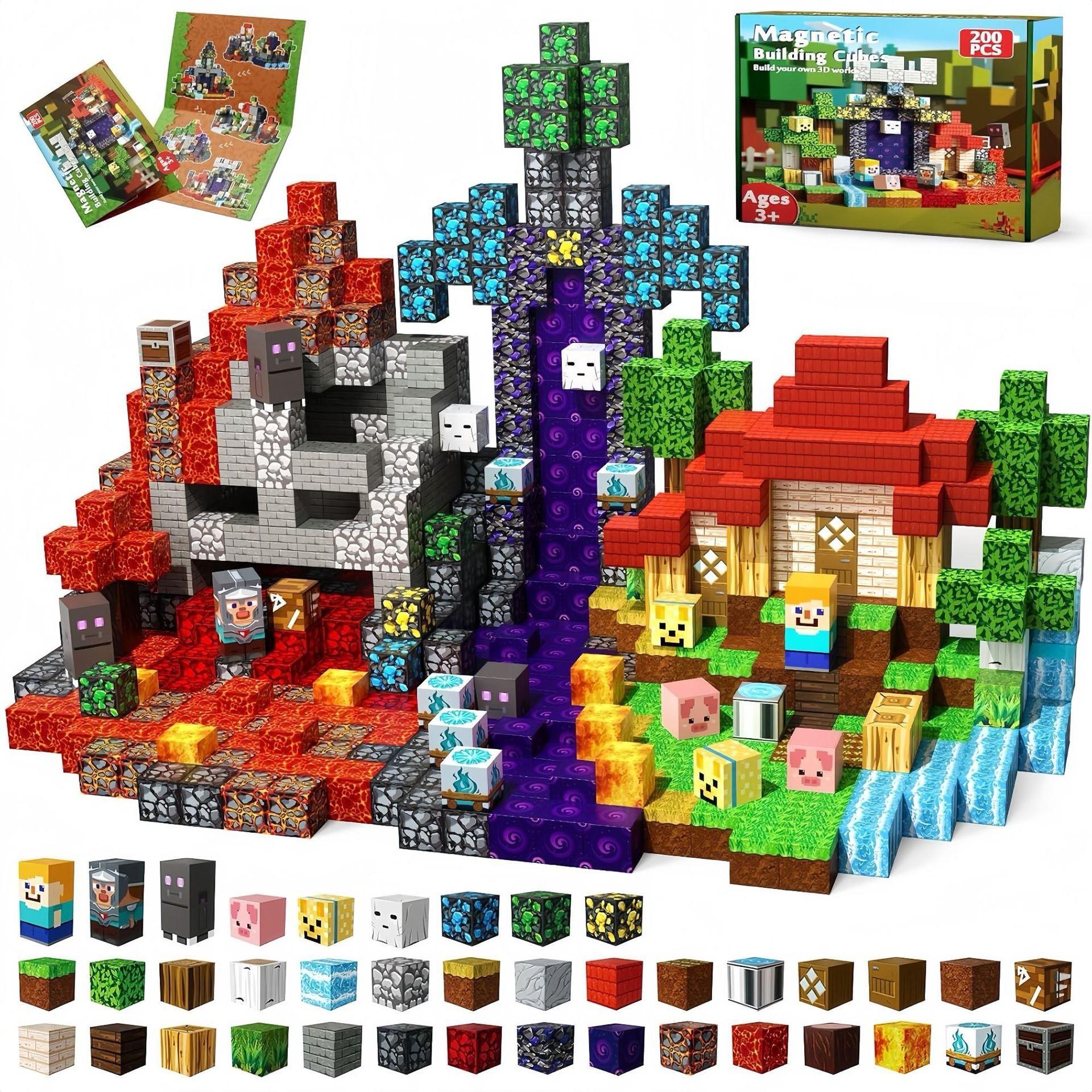 200pcs Magnetic Building Blocks, Stem Montessori Educational Toys, Creative Playset for Kids Ages 3-8, Birthday Gift for Boys and Girls