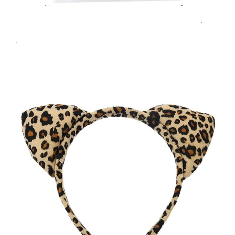 Teen Leopard Print Cat Ears Headband Set, Halloween Costume for Teens, Includes Mask and Bow Tie, Fun Cat Ear Accessories