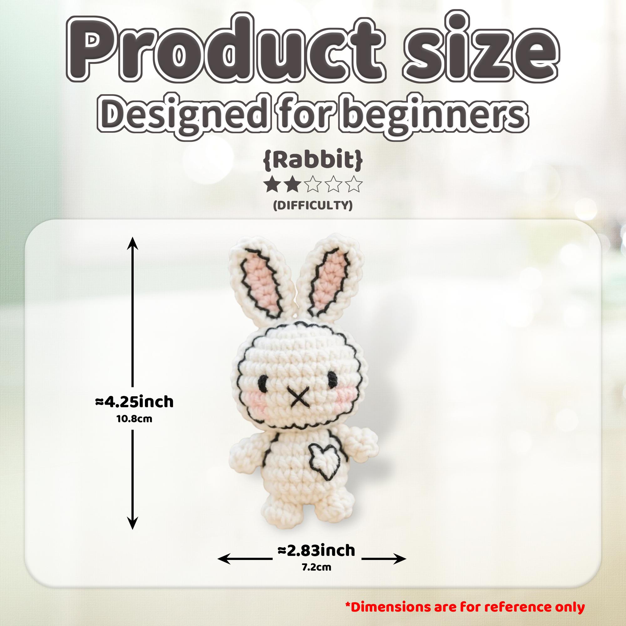 Floral Rabbit Amigurumi Crochet Set, Complete Set with Hook, Instructions Manual, Detailed Tutorial Videos, Random Accessory Colors