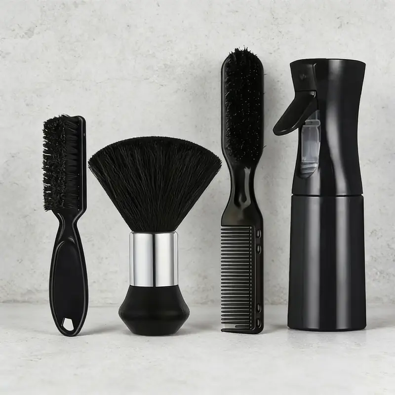 4-Piece Hair Styling Tool Set with Spray Bottle, Nylon Brush, Clipper Cleaning Brush, Barber Equipment, Hairdressing Set for Salons, Essential Hair Care Kit, Hair Styler Set, Hair Tools for Styling