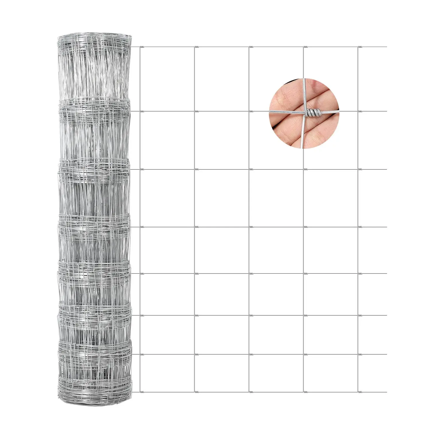 Heavy Duty Galvanized Livestock Fence, 15 Gauge Wire Cattle Horse Sheep Goat Deer Barrier, 4ft 5ft 6ft Height, 164ft 328ft Length, Rust Proof Farm Ranch Field Fencing Roll
