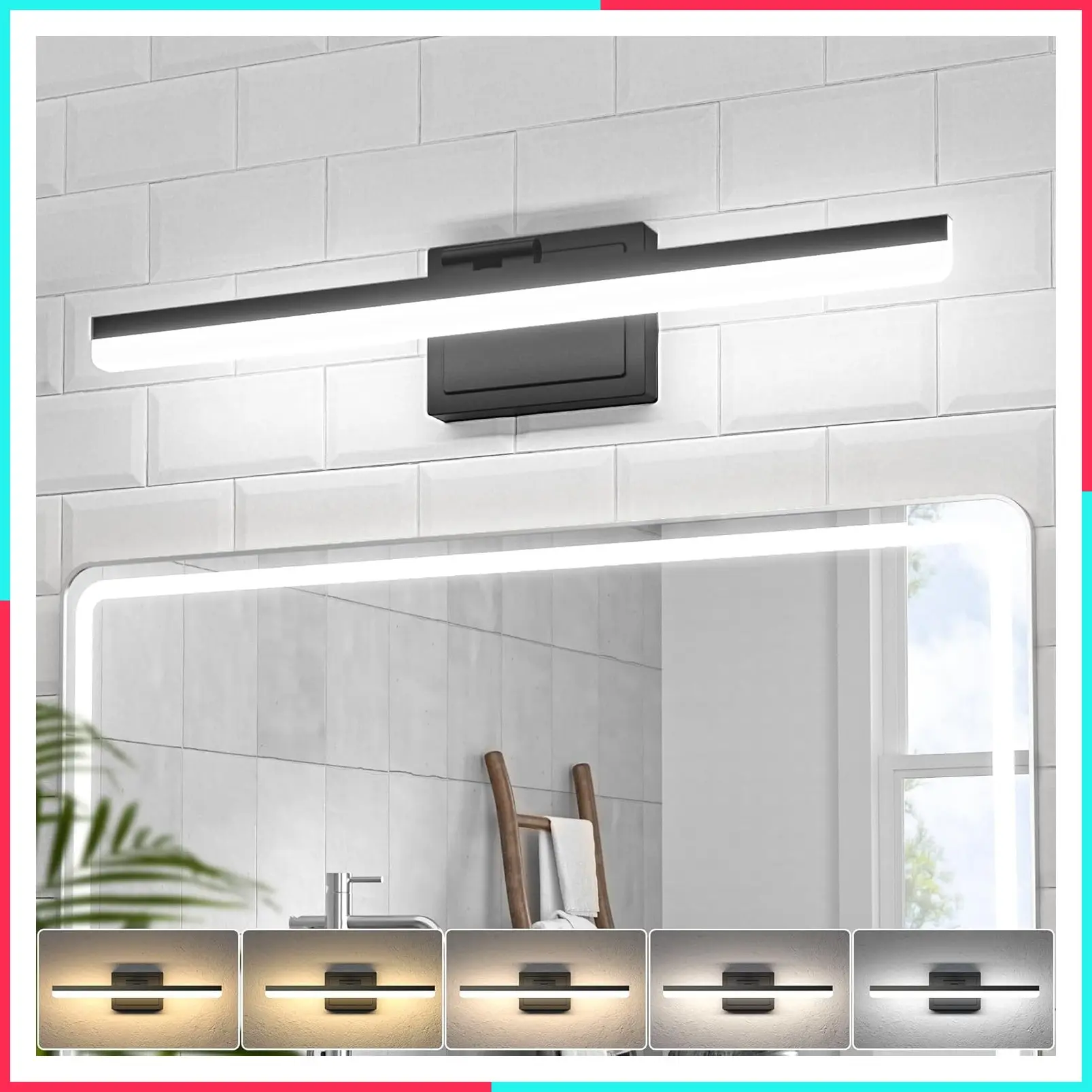 Modern Bathroom Vanity Light 24 Inch, 24W Dimmable 5CCT LED Light Fixture Over Mirror, Black Bar Vanity Light for Bathrooms, Mirror Cabinets, Bedroom, ETL Certified