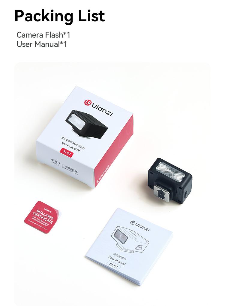 Ulanzi SL01/SL02/SL03 Mini Camera Flash Light SpeedLite GN8 6500K for Canon Sony ZV-1 Nikon Fuji Camera DSLR Vlog Live Outdoor Photography