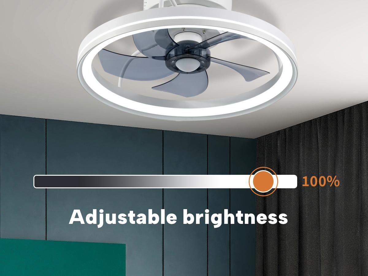 BaySquirrel Ceiling Fans with Lights, Flush Mount Modern Ceiling Fan and App & Remote Control, 19" LED Dimmable 6 Speeds Summer Gift Dealsforyoudays