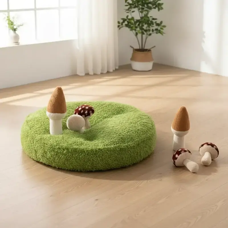 Plush Cat Bed with Detachable Toys, Soft & Comfortable Kitten Bed Mat, Suitable for Cats & Small Dogs, Pet Supplies for All Seasons #GLOBAL PICKS