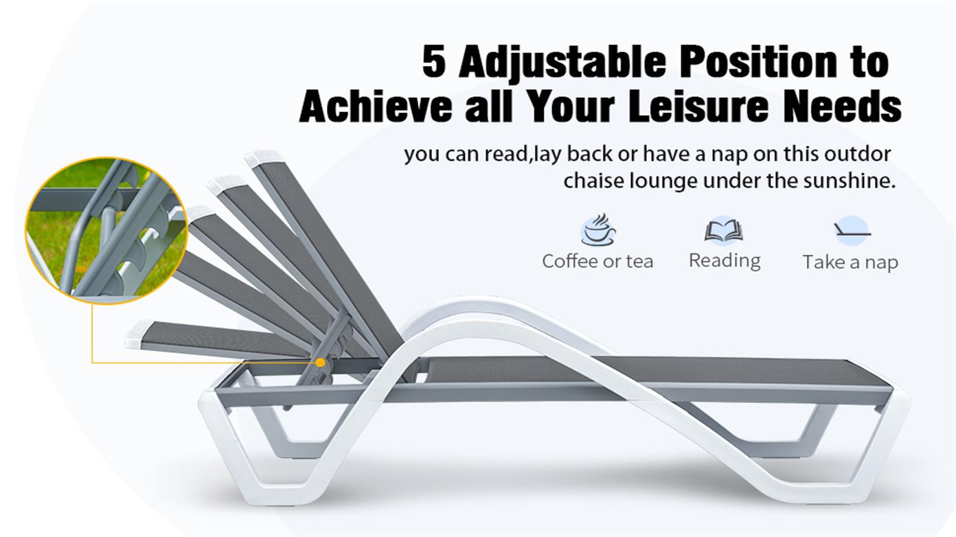 AobtkelPatio Chaise Lounge Adjustable Aluminum Pool Lounge Chairs with Arm All Weather Pool Chairs for Outside,in-Pool,Lawn (Gray, 1 Lounge Chair+1 Plastic Table) AobtkelPatio Chaise Lounge Adjustable Aluminum Pool Lounge Chairs with Arm All Weather Pool Chairs for Outside,in-Pool,Lawn (Gray, 1 Lounge Chair+1 Plastic Table)