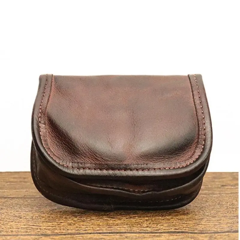 JSERYISGN 1-Pack | Retro Style Handmade Genuine Leather Card & Coin Wallet | Multi-Function Sporran Design | Gift for Boyfriend, Husband, Father