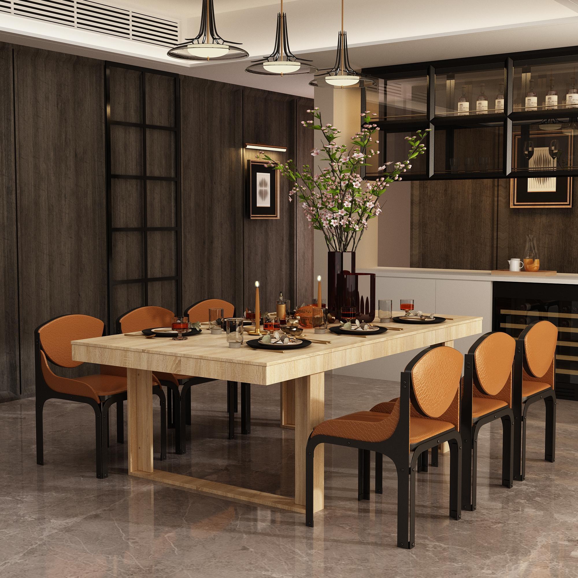 FUFU&GAGA  86.6" Modern Wooden Dining Table for 8-10 - Multi-Use Conference & Kitchen Table with Solid Wood Construction for Dining Rooms