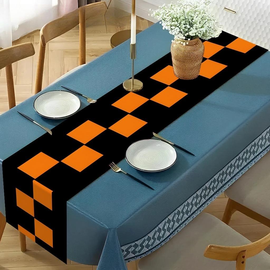 1 piece, racing track fashion table runner, rectangular black and white checkered racing track table runner tablecloth – racing party tablecloth decoration