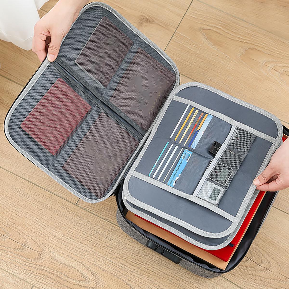 Fireproof Document Box with Lock, 1 Count Portable Waterproof Files Organizer Box, File Storage Box for Important Paperwork