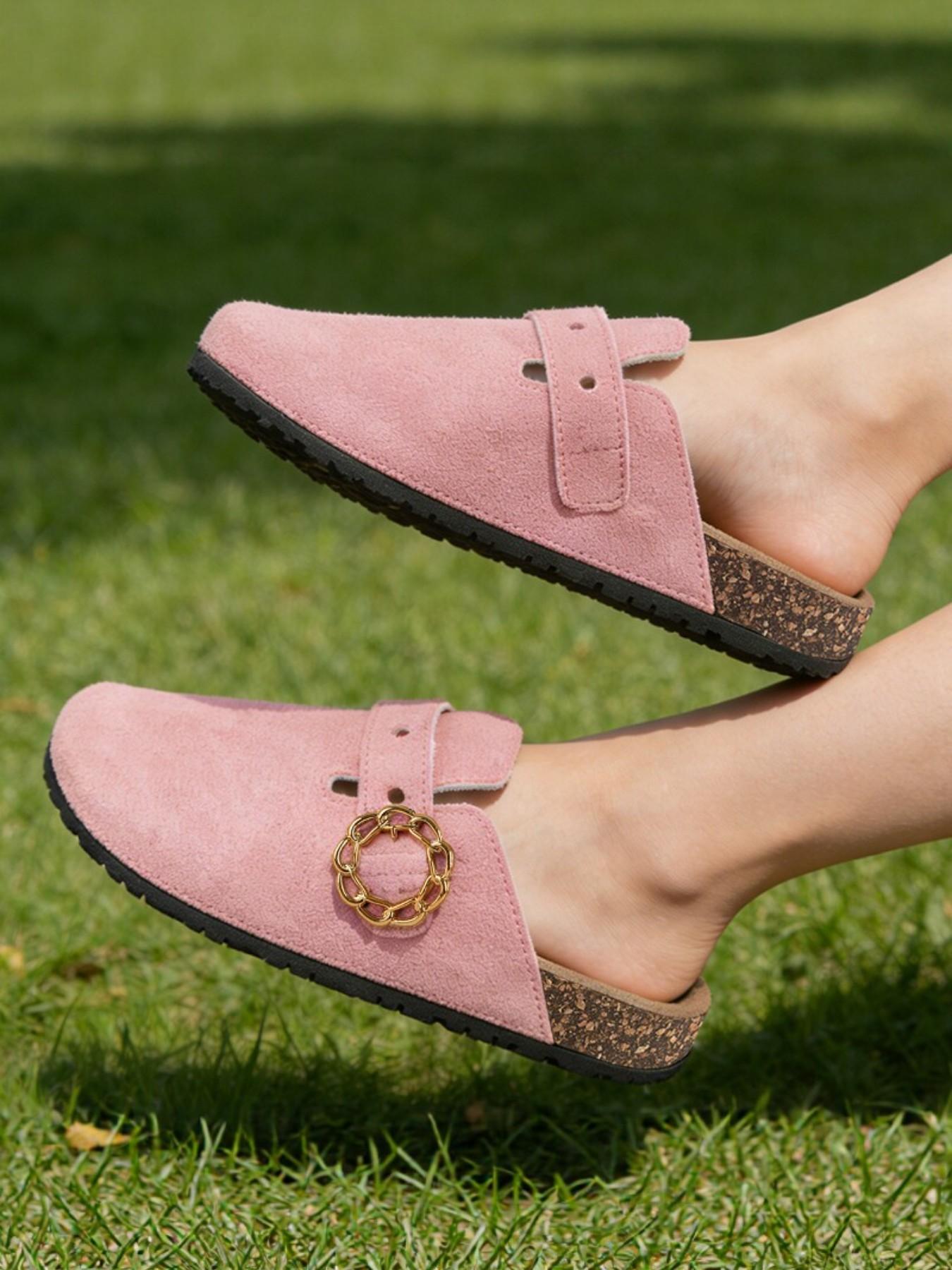 Women's Slip-On Mules, Macaron Color Perforated Sandals, Breathable Lightweight, Non-Slip Sole, Casual Daily Wear, All Seasons