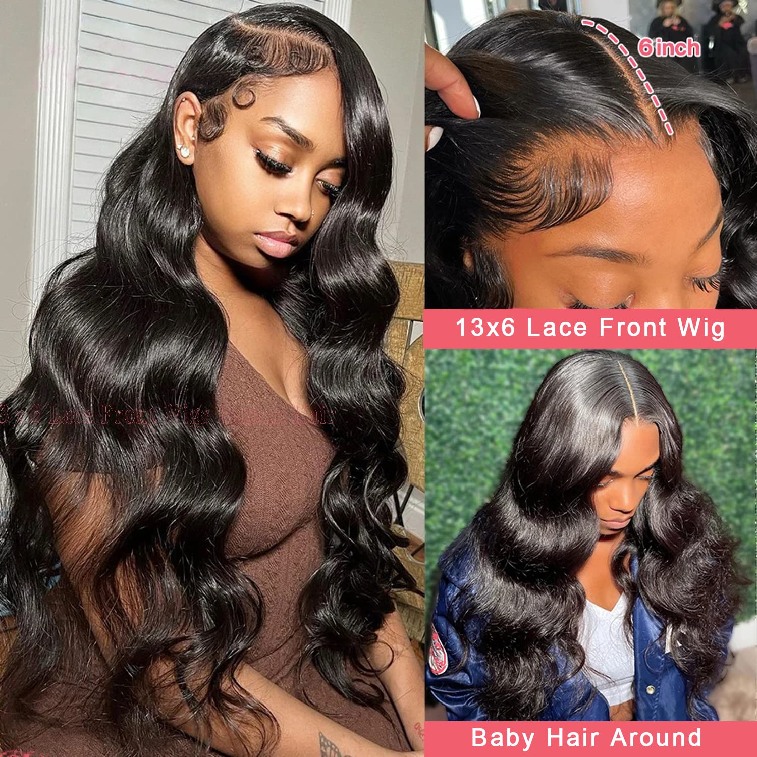 Bling Hair 13X6 Transparent Lace Front Human Hair Body Wave 180% Density Affordable Real Hair Wigs For Black Women Natural Color