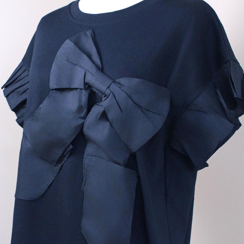 SageVell 100% Cotton Black Bow Blouse with Ruffled Sleeves & Oversized Bow Soft Drape, Feminine & Perfect for Summer/Spring Outfits for Office School Home