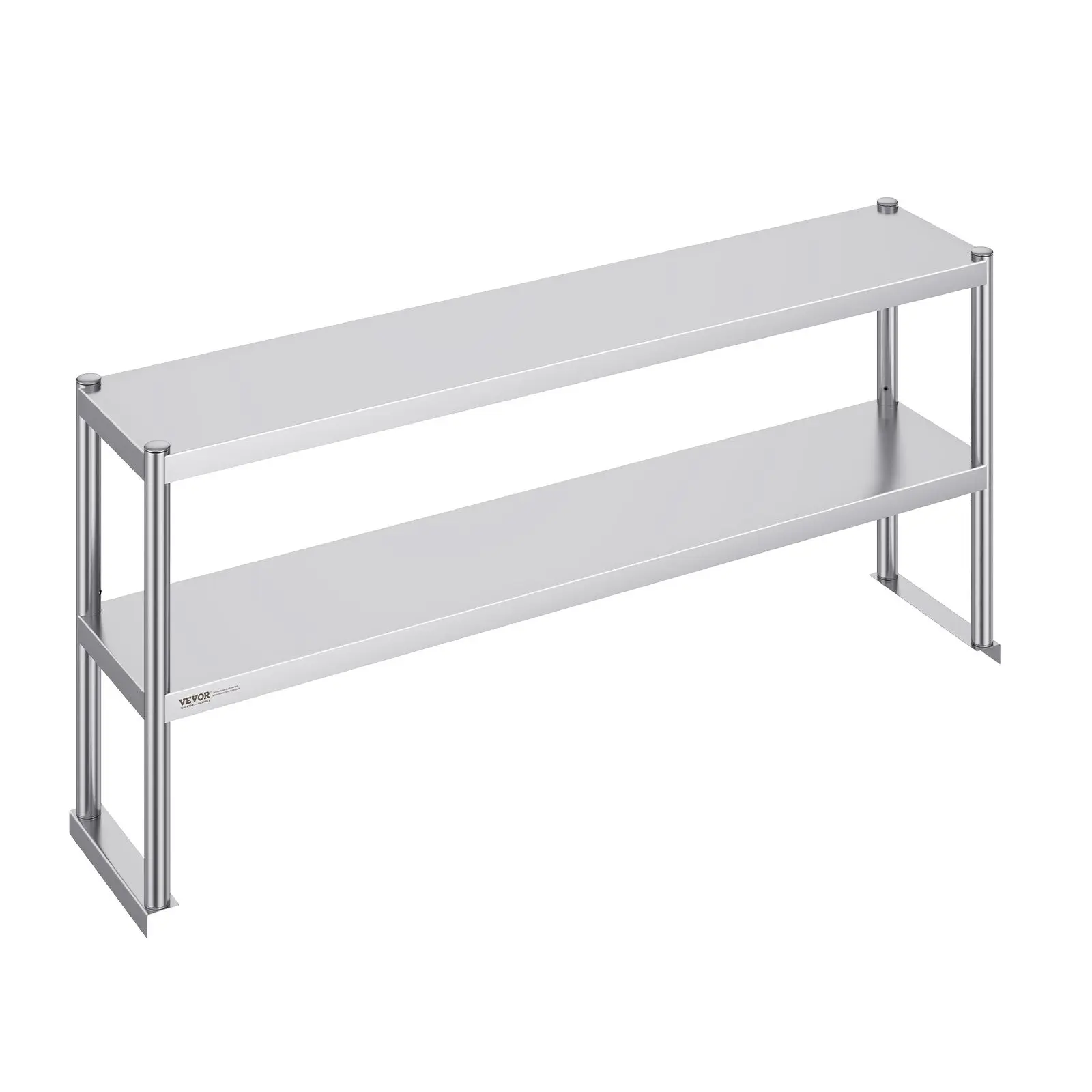 VEVOR Double Overshelf, Double Tier Stainless Steel Overshelf, 12x 60 Inch Double Deck Overshelf, Height Adjustable Overshelf Prep Work Table for Kitchen, Restaurant and Workshop