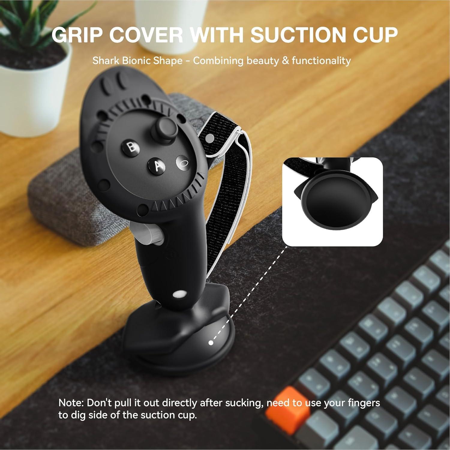 Controller Grips Cover for Quest 3/3S Accessories, Opening Cover with Suction Cup Handle Grip,Adjustable Knuckle Strap,Compatible with Quest 3/3S Controller Grips Cover for Quest 3/3S Accessories, Opening Cover with Suction Cup Handle Grip,Adjustable Knuckle Strap,Compatible with Quest 3/3S