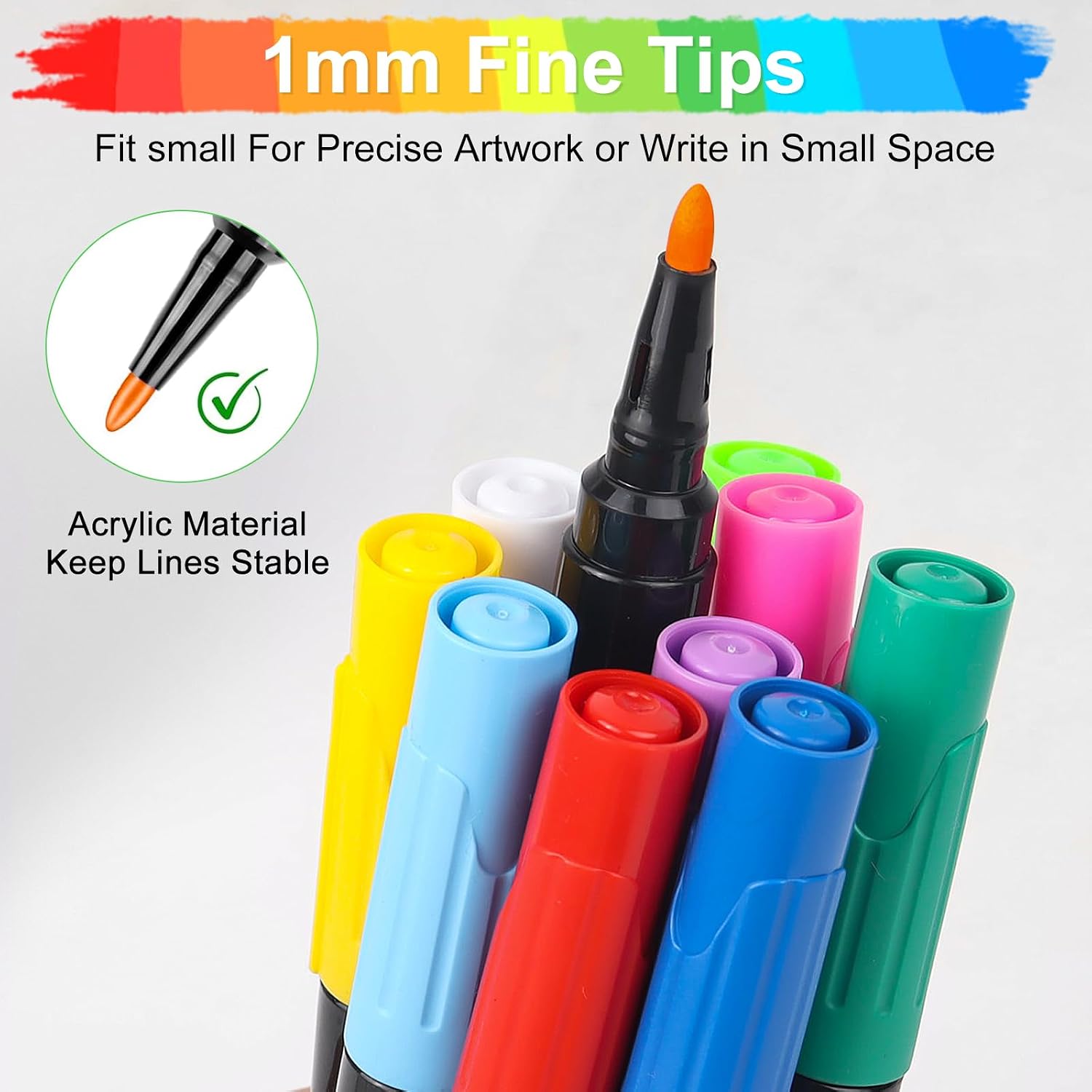 Liquid Chalk Markers for  Calendar Planning Board - Fine Tip Wet Erase Markers for Dry Erase Board, Whiteboard, Glass, Mirror - 1mm Fine Point, Easy to Erase, Quick Drying (10 Color)