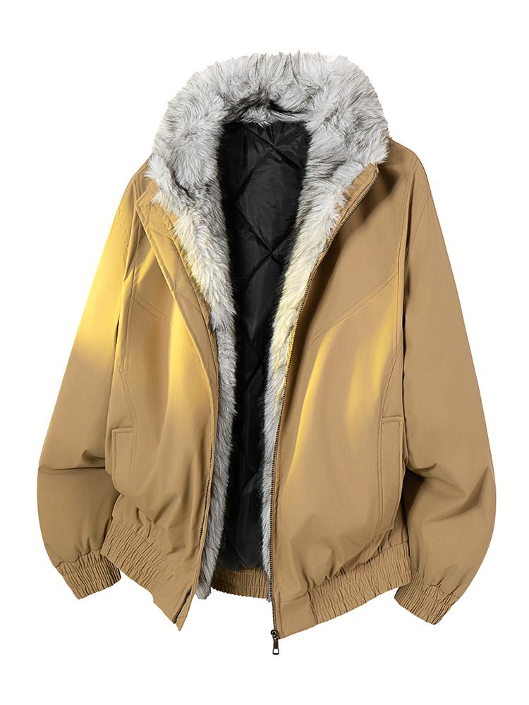 2026 New Men Fleece Lined Jacket, Thick Quilted Liner Warm Bomber Coat with Fluffy Faux Fur Collar, Elastic Cuff Windproof Zip Up Outerwear, Fashion Casual Male Winter Streetwear Jacket for Daily Commute Outdoor Activities Daily Wear Daily Travel