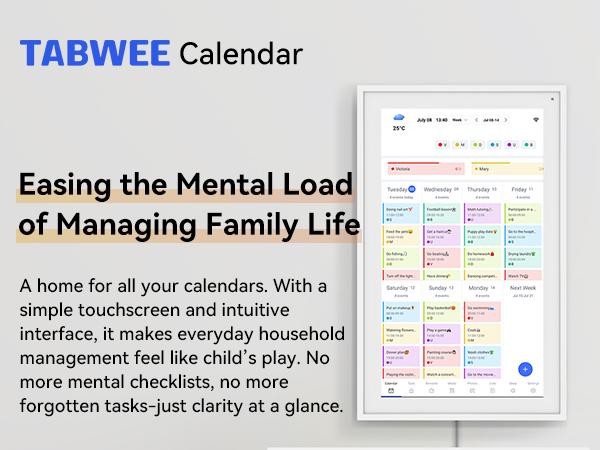 TABWEE 15.6 Inch WiFi Digital Calendar, Smart Touchscreen Interactive Display for Family Schedules Chore Chart, Meal Planner, To Do List, Smart Sync Switchable Digital Photo Frame Desk-Standing