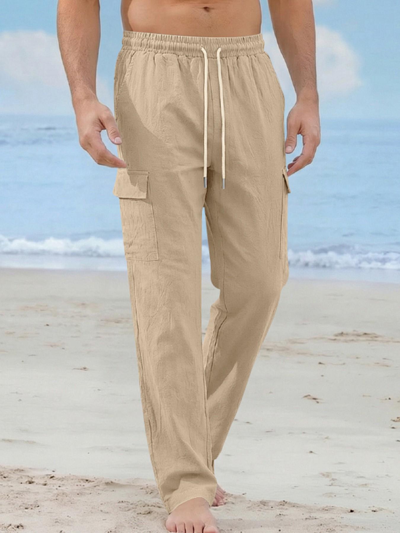 Men's Loose Linen Pants, Simple Luxurious Outdoor Workwear, Sporty Casual Long Pants, New American Style, Comfortable and Stylish