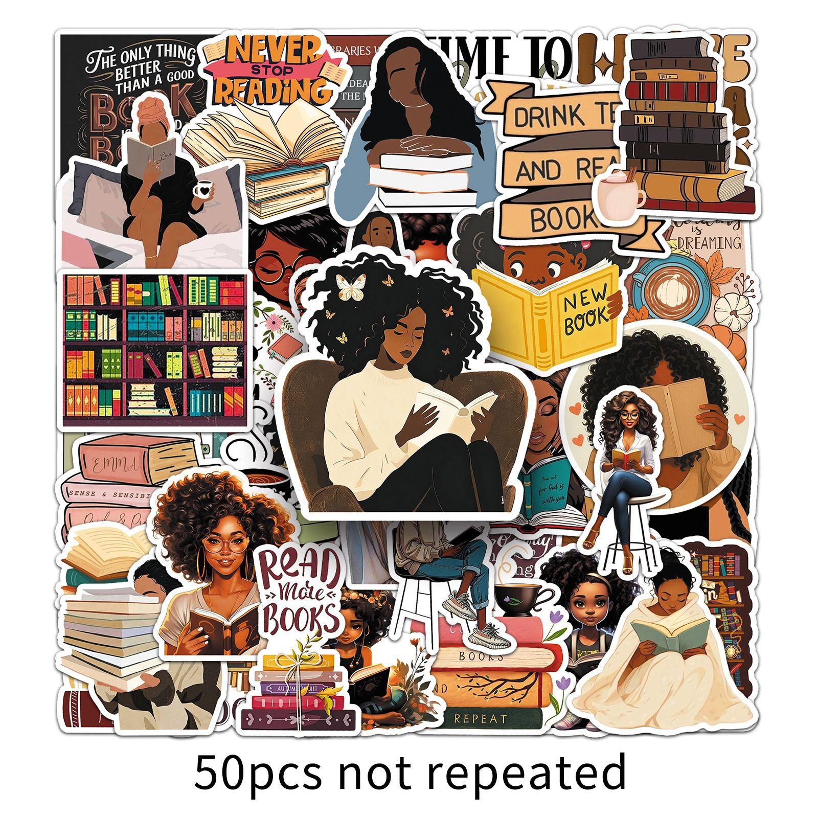50 Girl Book Stickers, Bookmark Stickers, Waterproof Vinyl Phone Stickers, Mobile Phone Accessory, Kindle Book Lover Accessories, Decoration, for Adults